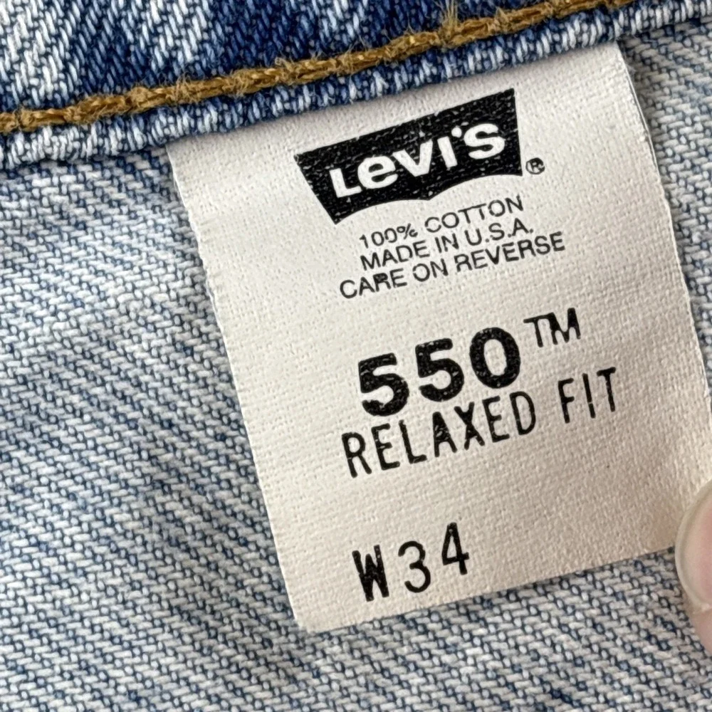 Vintage 90s Levi's 550 Orange Tab Shorts W34 Blank Tab Rare Light Wash Jorts